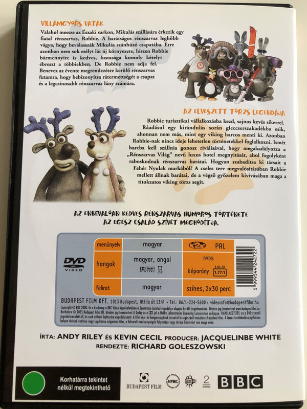 Hooves of Fire DVD 1999 Robbie, a rénszarvas / Directed by Richard Goleszowski / Written by Andy Riley, Kevin Cecil / Animated BBC Christmas comedy television special (5999544242722)