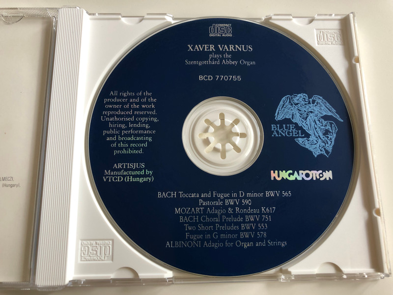 Organ Magic - legendary virtuoso Xaver Varnus plays the baroque organ of Szentgotthárd Abbey / Bach - Toccata & Fugue in D minor / Mozart Adagio & Rondeau / Albinoni - Adagio / Hungaroton BCD 770755 / Audio CD 1992 (BCD 770755)
