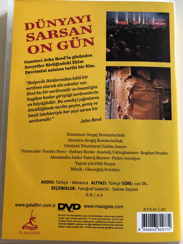 Ten Days that shook the world aka Red Bells DVD 1982 Dünyayi Sarsan On Gün / Directed by Sergei Bondarchuk / Starring: Franco Nero, Sydne Rome, Ursula Andress (8699943800772)