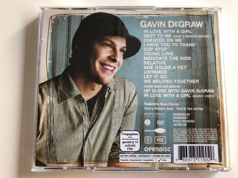 Gavin Degraw - Opendisc / In love with a girl, Next to me, She Holds a Key, Let it go / Create your own link with Gavin Degraw / DVD 2008 (886973119020)
