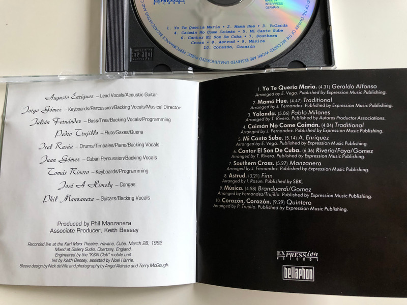  Moncada Manzanera - Live at the Karl Marx theatre, Havana / Audio CD 1992 / Grupo Moncada and Phil Manzanera / bellaphon (4003099884021)