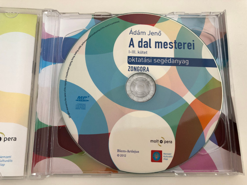 Ádám Jenő - A dal mesterei I-III. kötet / Oktatási segédanyag / Ének-Zongora / Göncz Renáta soprano, Magyaróvári Viktor tenor, Ágoston László baritone / 2x Audio CD 2012 / Musical Class aid for teaching singing and piano in Hungarian (ÁdámJenő1-3CD)
