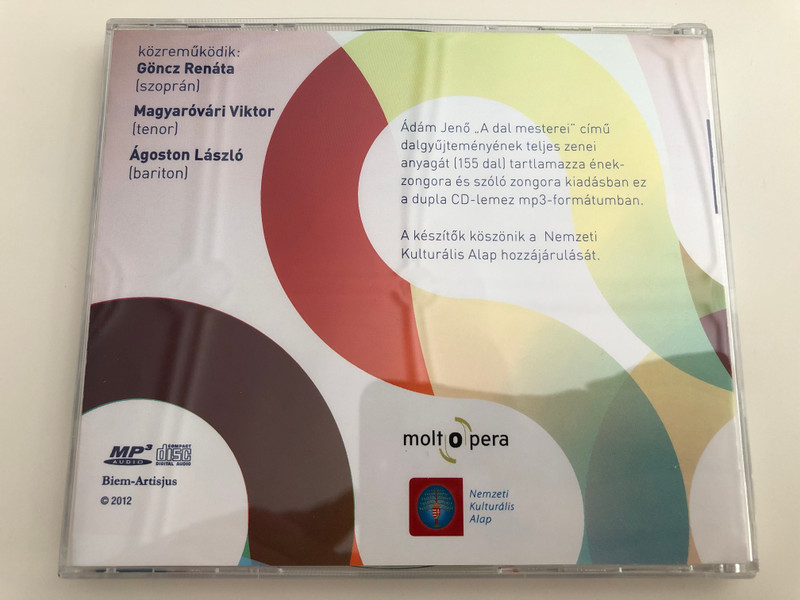 Ádám Jenő - A dal mesterei I-III. kötet / Oktatási segédanyag / Ének-Zongora / Göncz Renáta soprano, Magyaróvári Viktor tenor, Ágoston László baritone / 2x Audio CD 2012 / Musical Class aid for teaching singing and piano in Hungarian (ÁdámJenő1-3CD)