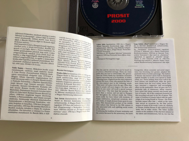 Prosit 2000! / Rossini, Schubert, Strauss / Ingrid Kertesi soprano, Tamás Szüle bass, Ilona Prunyi, Jenő Jandó piano / Rossini Wind Quartet / KBT002 / Audio CD 1999 (KBT002)