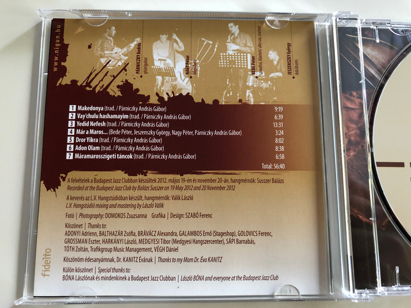 Nigun - Lebedik at the Budapest Jazz Club / Audio CD 2012 / Fidelio FID CD 009 (5999883909102)