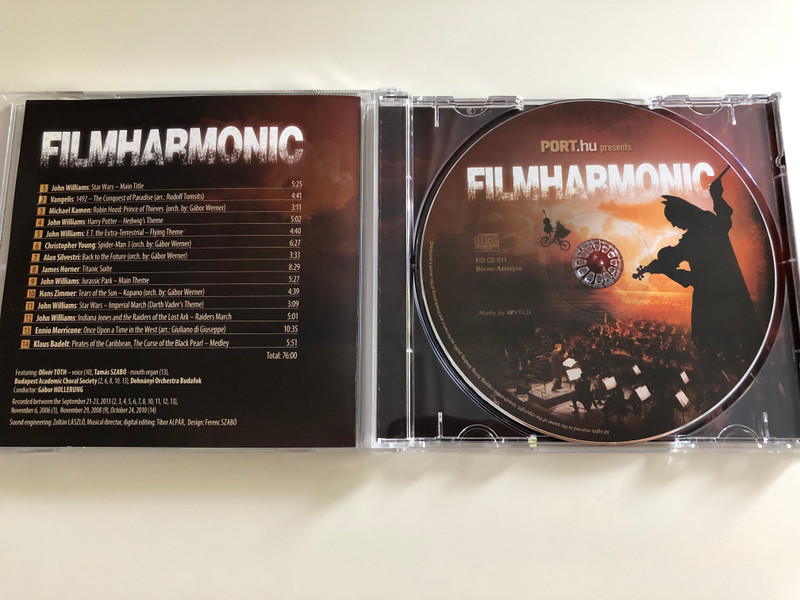 Port.hu presents - Filmharmonic / Audio CD 2013 / Budafoki Dohnányi Zenekar / Famous Movie Title Music played by Budapest Academic Choral Society and Dohnányi Orchestra Budafok / Conducted by Gábor Hollerung / FID CD 011 (5999883909133)