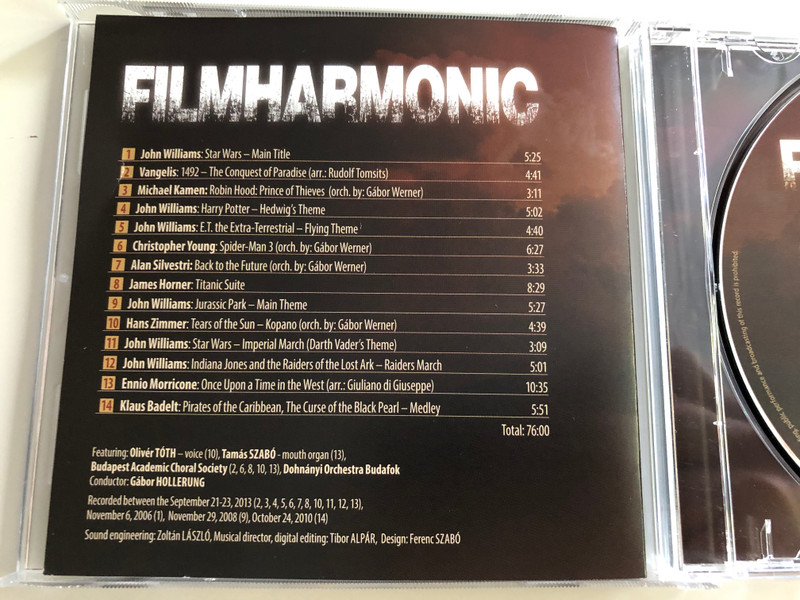 Port.hu presents - Filmharmonic / Audio CD 2013 / Budafoki Dohnányi Zenekar / Famous Movie Title Music played by Budapest Academic Choral Society and Dohnányi Orchestra Budafok / Conducted by Gábor Hollerung / FID CD 011 (5999883909133)
