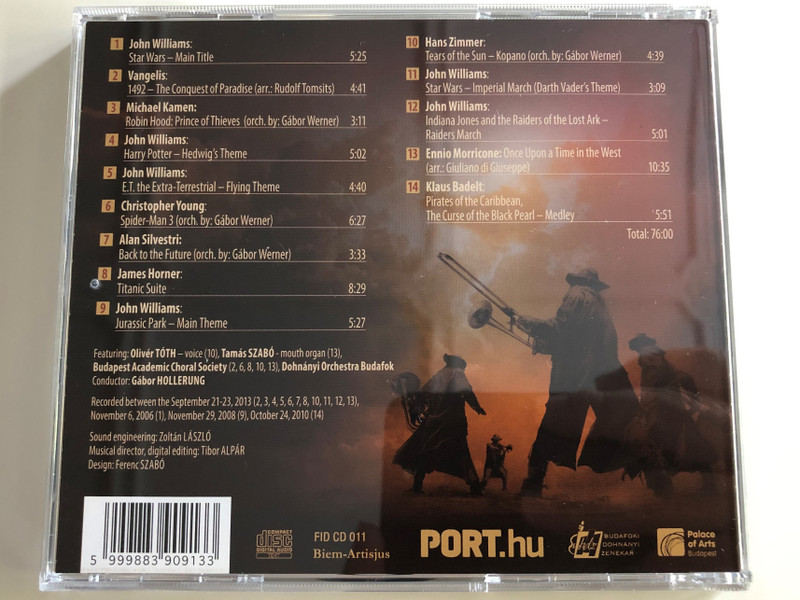Port.hu presents - Filmharmonic / Audio CD 2013 / Budafoki Dohnányi Zenekar / Famous Movie Title Music played by Budapest Academic Choral Society and Dohnányi Orchestra Budafok / Conducted by Gábor Hollerung / FID CD 011 (5999883909133)