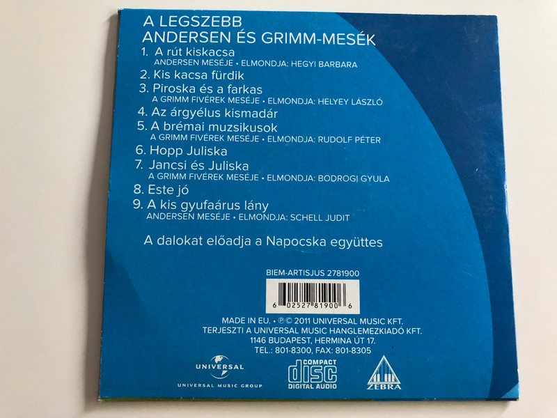 Magyarország kedvenc gyermekmeséi - A legszebb Andersen és Grimm-mesék + Dalok 4. rész / Audio CD 2011 / The Favorite Children's Tales of Hungary vol. 4 (602527819006)