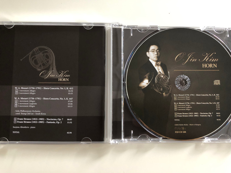 O-Jin Kim, horn / Mozart: Horn Concerto, No.1, No. 3, Franz Strauss: Nocturno, Op. 7, Fantasie Op. 2 / Audio CD 2014 / Fidelio FID CD 108 (5999883909188)