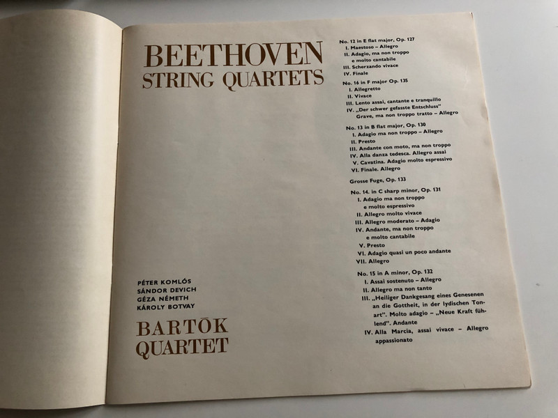 Beethoven - String Quartets 3 / Bartók Quartet ‎/ No. 12 In E Flat Major, Op. 127 / No. 13 In B Flat Major, Op. 130 / No. 14 In C Sharp Minor, Op. 131 / HUNGAROTON 4X LP STEREO - MONO / SLPX 11673 - 76