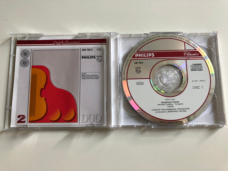 Liszt - Complete Tone Poems Volume 2 - including Mephisto Waltz No. 1, Hungaria, Hamlet / London Philharmonic Orchestra / Conducted by Bernard Haitink / Philips Classics 2 CD 1993 / 438 754-2 (028943875424)