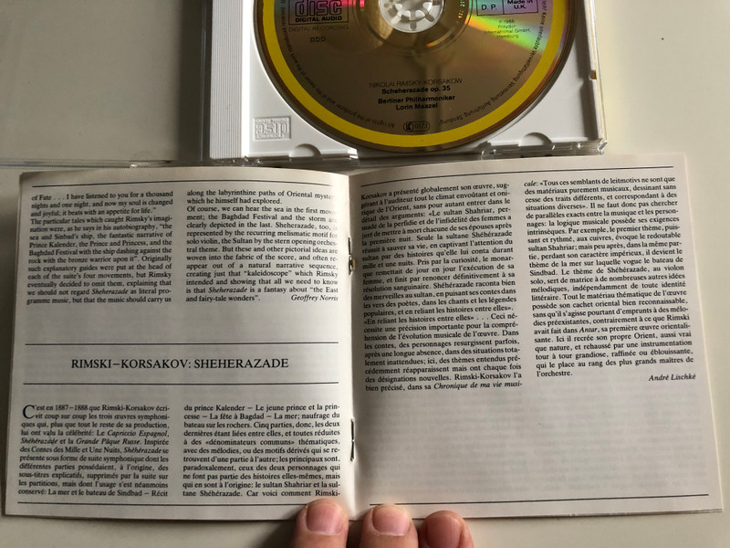 Nikolai Rimsky-Korsakow - Scheherazade op. 35/ Berliner Philharmoniker / Conducted by Lorin Maazel / Solo Violin: Leon Spierer / Audio CD 1986 (028941551221)
