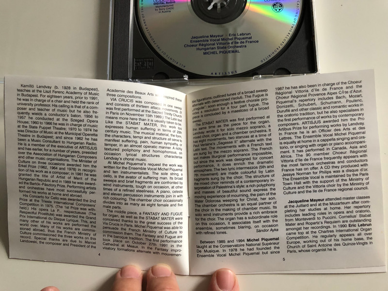 Kamilló Lendvay - Via Crucis, Stabat MAter, Fantasia and Fugue / Jacqueline Mayeur, Leric Lebrun / Ensemble Vocal Michel Piquemal / Choeur Régional Vittoria d'lle de France / Hungarian State Orchestra / Conducted by Michel Piquemal / Hungaroton Audio CD 1995 / HCD 31533 (5991813153326)
