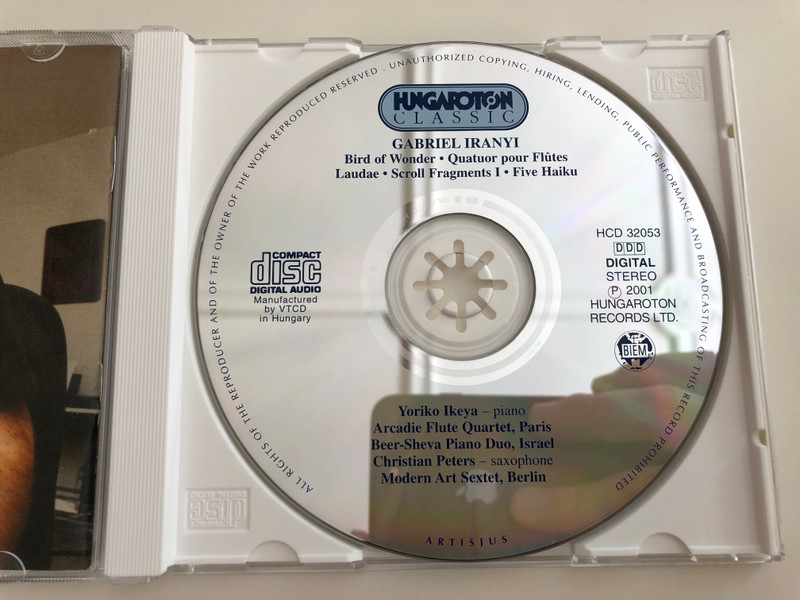Gabriel Iranyi - Bird of Wonder, Quatuor pour Flutes, Laudae, Schroll Fragments I, Five Haiku / Hungaroton Classic Audio CD 2001 / HCD 32053 (5991813205322)