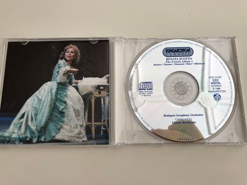 Renata Scotto - The French Album 1 / Berlioz, Thomas Massenet, Bizet Offenbach / Budapest Symphony Orchestra / Conducted by Charles Rosekrans / Hungaroton Classic Audio CD 2002 / HCD 31037 (5991813103727)