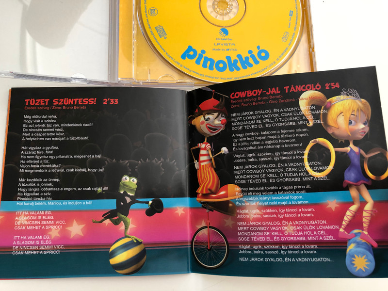 Mágikus Pinokkió / Koczogh Kitti, Becz Bernadett / Hungarian text by Csajtay Csaba / Videoklip, Karaoke, Háttérkép, Kifestő és Jelmezbál Pinokkióval! / Hungarian Children's Songs / Lavista Audio CD 2007 / EMI (0094639806225)