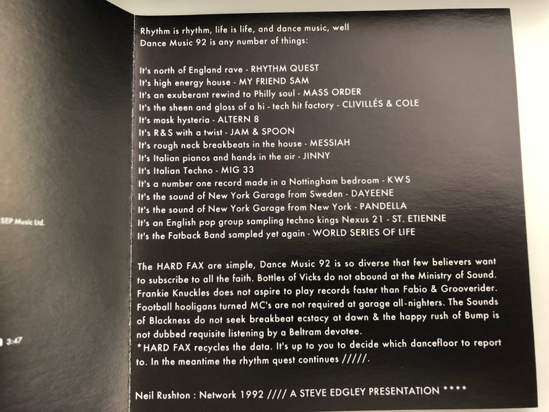 Hard Fax - 36 greatest club hits! Featuring: Stella - jam & spoon, hypnotic st-8, workaholic, shades of rhythm / 2x Audio CD 1992 / Columbia SETV CD1 (5099747134029)