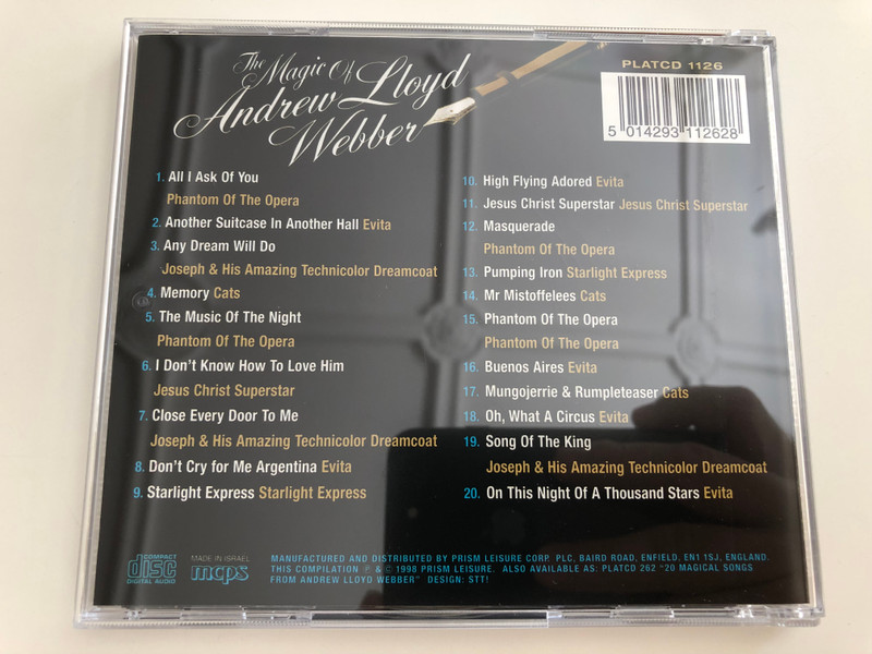 The Magic of Andrew Lloyd Webber - 20 HITS Performed by The Showtime Orchestra and Singers / including songs from: Jesus Christ Superstar, Phantom of the Opera, Cats, Evita / Audio CD / PLATCD 1126 (5014293112628)