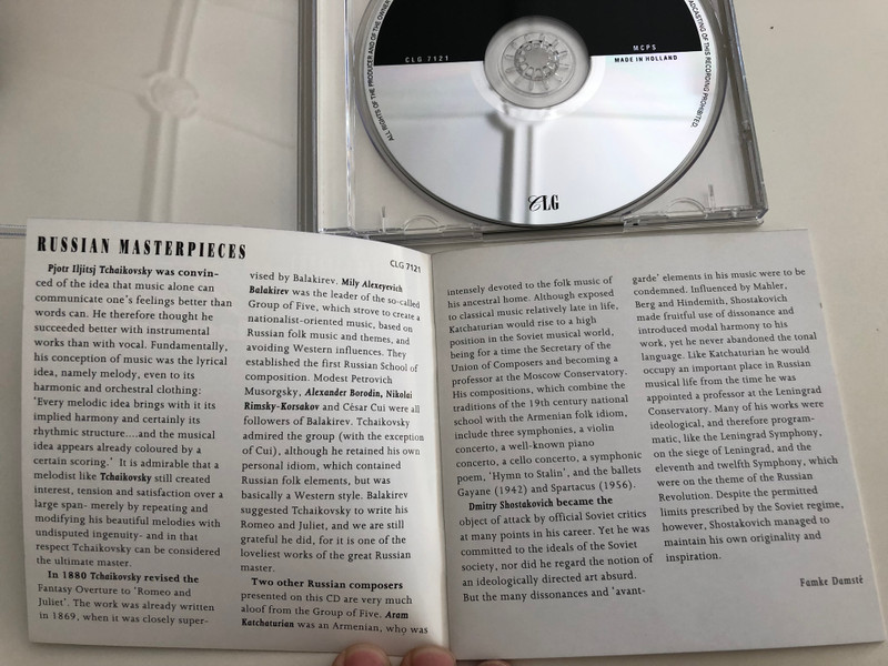 Russian Masterpieces / Tchaikovsky - Romeo and Juliet, Borodin In the steppes of Central Asia, Shostakovich - The Gadfly, Rimsky-Korsakov Fantasy on Serbian themes / Classical Gallery CLG 7121 / Audio CD 1994 (8712177018949)