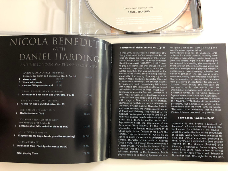 Nicola Benedetti / Szymanowski, Chausson, Saint-Saens / London Symphony Orchestra / Conducted by Daniel Harding / Audio CD 2005 / 987-057-7 (602498705773)