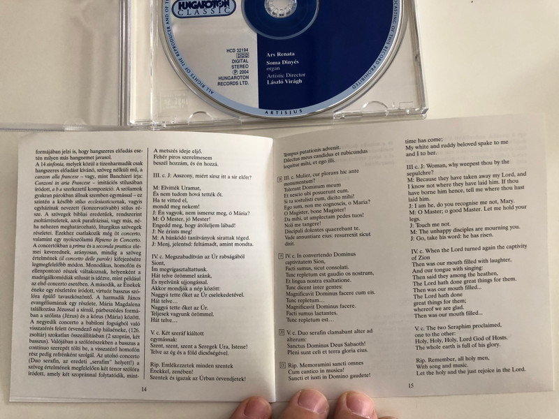 Adriano Banchieri - Sinfonie Ecclesiastiche / Ars Renata / Soma Dinyés organ, László Virágh artistic director / Hungaroton Classic Audio CD 2004 / HCD 32194 (5991813219428)