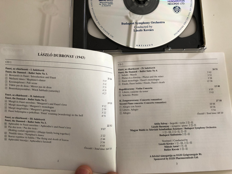 Dubrovay - Faust, the damned / Four ballet suites / Violin Concerto, Piano Concerto No. 2 / 2CD / Hungaroton Classic Audio CD 1995 / HCD 31831-32 (5991813183125)