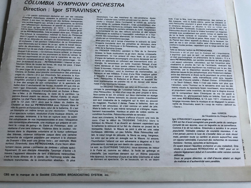 Stravinsky - Petrouchka / Columbia Symphony Orchestra / Conducted: Igor Stravinsky / Version 1947 / CBS LP / 72055