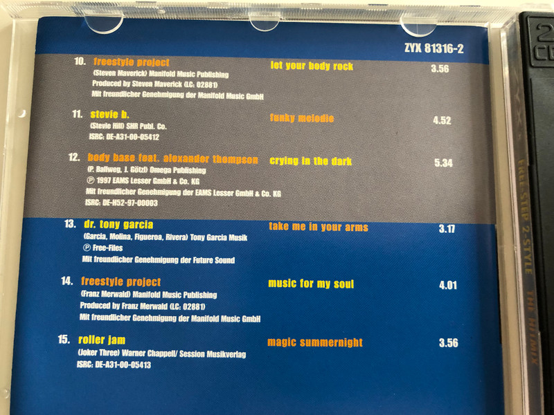 Free-Step 2-Style / THE HITMIX / Including Mega Mix by R. Estefan & T.J. Esposito / Artful Dodger, Alex Boye, Johnny O, Stevie B, Gina Dee / 2x Audio CD SET / ZYX 81316-2 (090204991334)