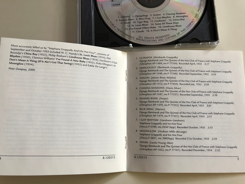 Django Reinhardt - Djangology Vol. 1 1934-35 / Naxos Jazz Legends / Audio CD 2000 (636943251522)