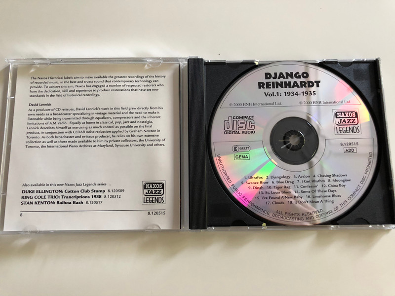  Django Reinhardt - Djangology Vol. 1 1934-35 / Naxos Jazz Legends / Audio CD 2000 (636943251522)