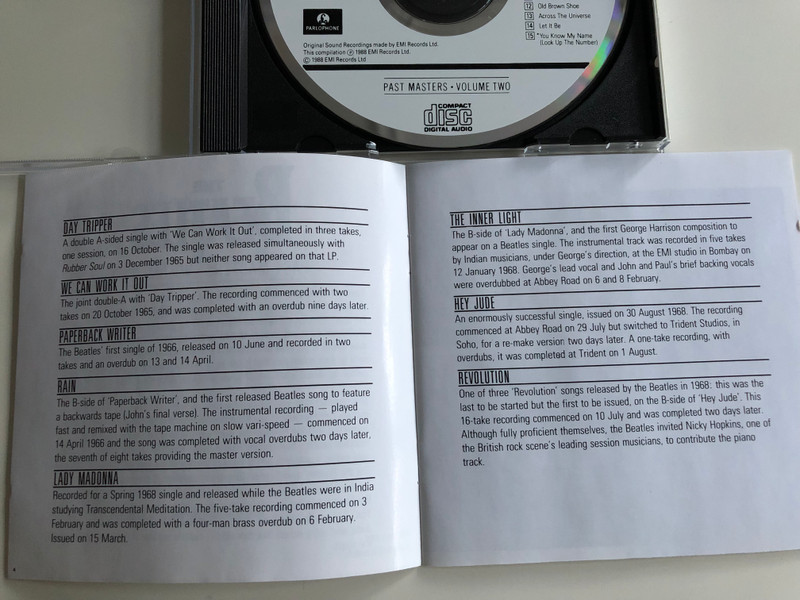 The Beatles - Past Masters - Volume Two / Audio CD 1988 / Emi records / CDP 7900442 / PM 518 (077779004423)
