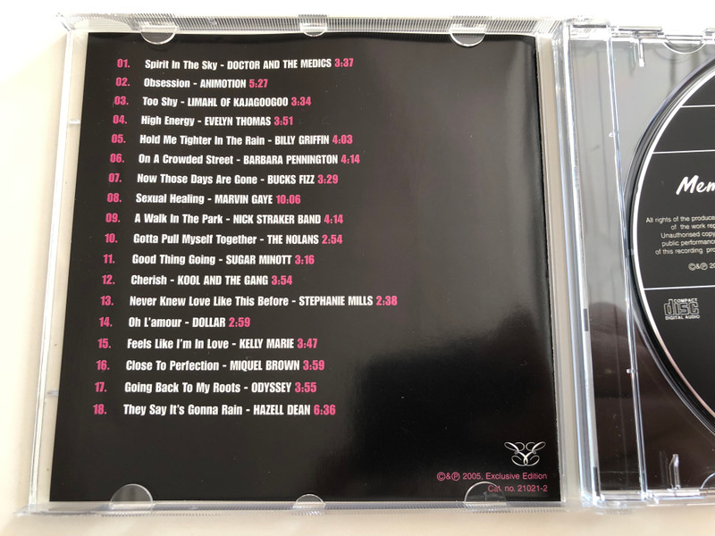 The Best of the 80's - Memorable moments / Too Shy, Cherish, High Energy, Obsession, A Walk in the Park, Going back to my Roots and many more / Audio CD 2005 / 21021-2 (5706238326985)