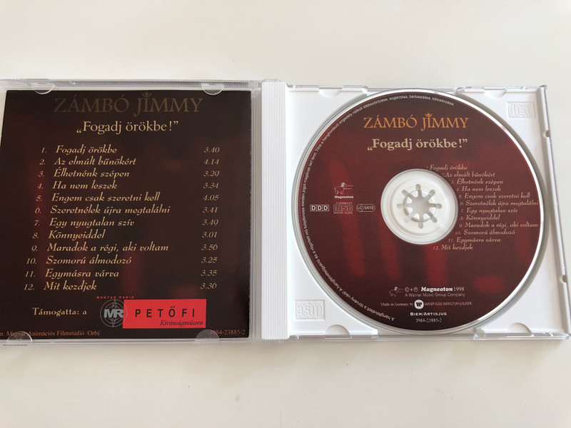 Zámbó Jimmy - "Fogadj örökbe!" / Az elmúlt bűnökért, Ha nem leszek, Könnyeiddel, Egymásra várva / Magneoton Audio CD 1998 (639842388528)