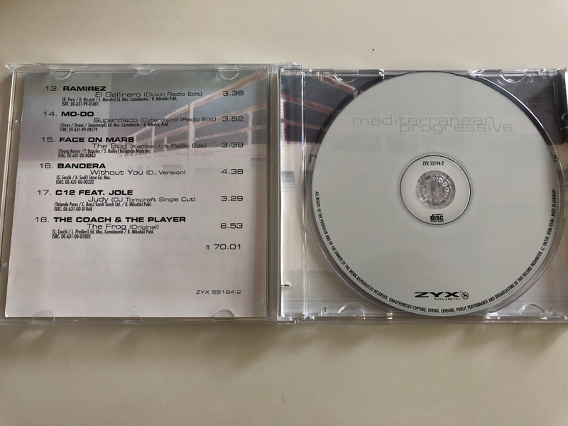 Mediterranean Progressive / Gigi D' Agostino, Floorfilla, Eiffel 65, Pario piu', Prezioso / Audio CD 2000 / ZYX 55194-2 (090204953127)