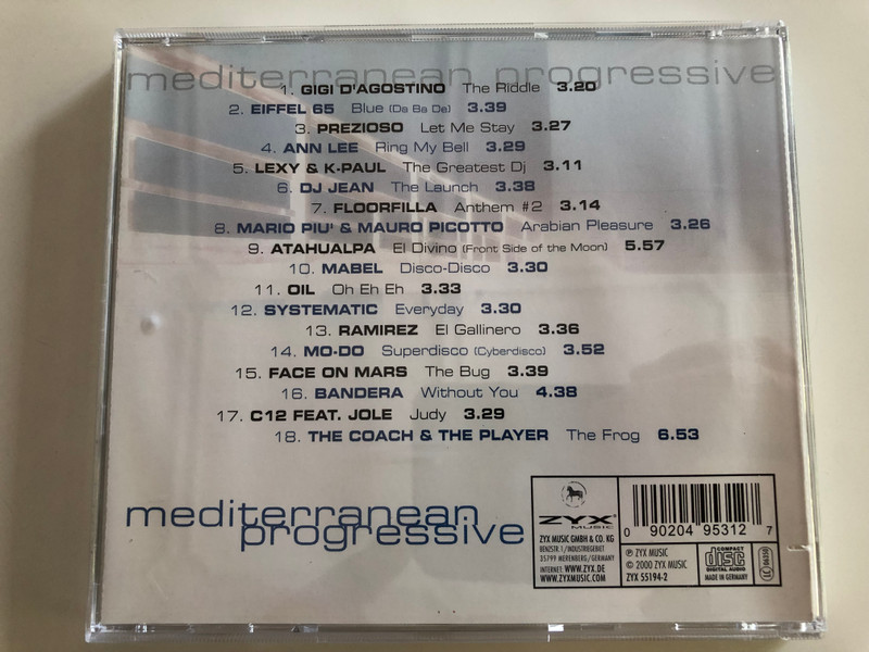 Mediterranean Progressive / Gigi D' Agostino, Floorfilla, Eiffel 65, Pario piu', Prezioso / Audio CD 2000 / ZYX 55194-2 (090204953127)