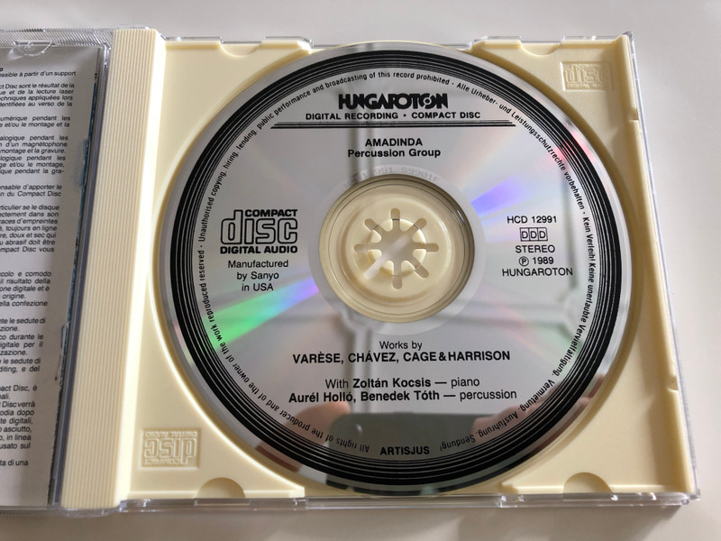Amadinda Percussion Group - Works by Varése, Chávez, Cage & Harrison / With Zoltán Kocsis piano, Aurél Holló, Benedek Tóth percussion / Hungaroton HCD 12991 / Audio CD 1989 (5991811299125)