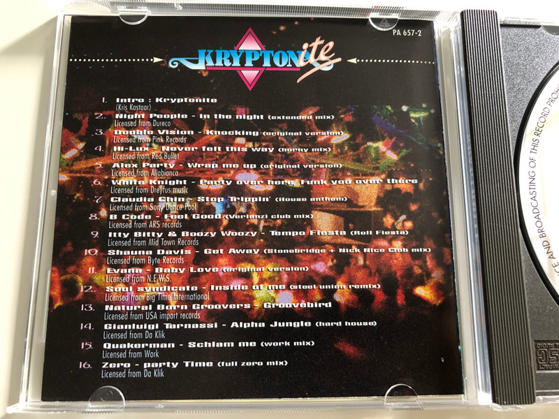 Kryptonite / Night people, White knight, Shauna Davis, Natural Born Groovers, Quakerman / Audio CD 1995 / PA 657-2 (5410504065729)