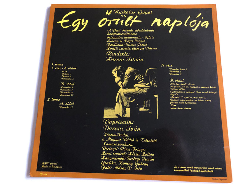 Egy Őrült Naplója / Nikolaj Gogol / Darvas Iván ‎/ Conducted: Róna Frigyes / HUNGAROTON 2X LP STEREO - MONO / SLPX 1379/80