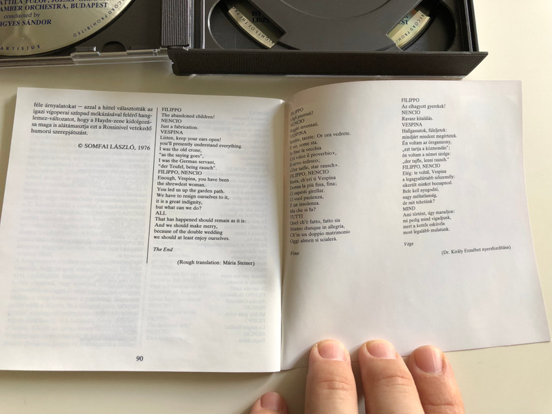 Joseph Haydn - L'infedeltá Delusa - Burletta per musica in due atti / Magda Kalmár, Júlia Pászthy, István Rozsos, Attila Fülöp, József Gregor / Liszt Ferenc Chamber Orchestra / Conducted by Frigyes Sándor / Hungaroton Classic Audio CD 1997 / HCD 11832-33 / 2CD (5991811183226)