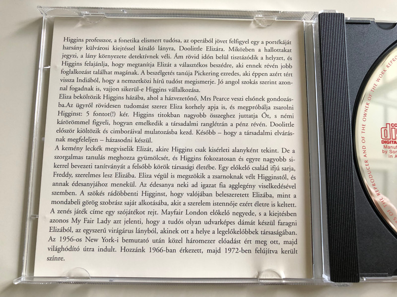  My Fair Lady - Excerpts / Básti Lajos, Lehoczky Zsuzsa / Angyal Sándor, Rátonyi Róbert, Korondy Györg / Conducted by Gyulai Gaál Ferenc / Hungaroton Classic Audio CD 2001 / HCD 16556 / (5991811655624)