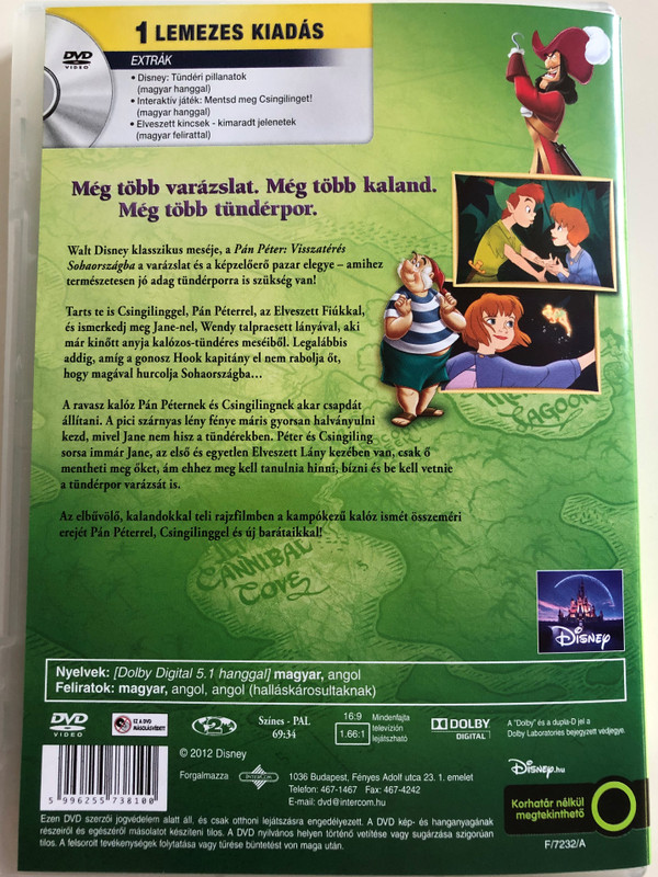 Peter Pan 2: Return to Neverland DVD 2002 Pán Péter Visszatérés Sohaországba / Disney / Directed by Robin Budd / Starring: Blayne Weaver, Harriet Owen, Corey Burton, Jeff Bennett (5996255738100)