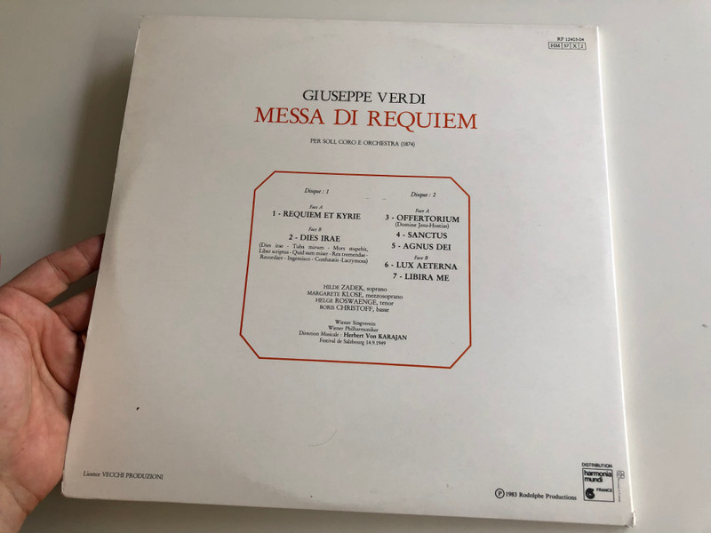 Giuseppe Verdi - Messa Di Requiem / Zadek, Klose, Roswaenge, Christoff / Conducted: Herbert von Karajan / RODOLPHE PRODUCTIONS 2X LP / RP 12403-04
