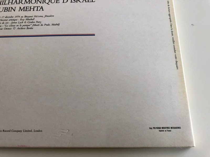 Mahler - Symphonie No. 1 "Titan" / Orchestre Philharmonique D' Israel / Conducted: Zubin Mehta / DECCA LP / 591107
