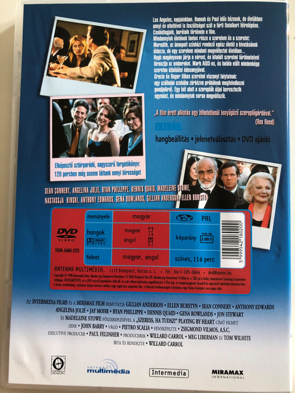 Playing by Heart DVD 1998 Szeress, ha tudsz! / Directed by Willard Carrol / Starring: Gillian Anderson, Ellen Burstyn, Sean Connery, Anthony Edwards, Angelina Jolie, Jay Mohr, Ryan Phillippe, Dennis Quaid (5999542180200)