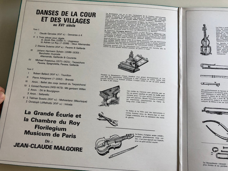 Danses De La Cour Et Des Villages Au XVI Siècle / La Grande Ecurie Et La Chambre Du Roy, Florilegium Musicum De Paris  / Conducted: Jean-Claude Malgoire / CBS LP STEREO / CBS 76183