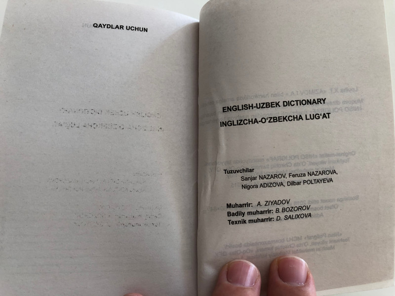 English - Uzbek Dictionary / Inglizcha-O'zbekcha Lug'at / 35000 dan ziyod so'z va iboralar / More thean 35000 words and phrases / Oksford Uslubida / Paperback 2018 (9789943404441)