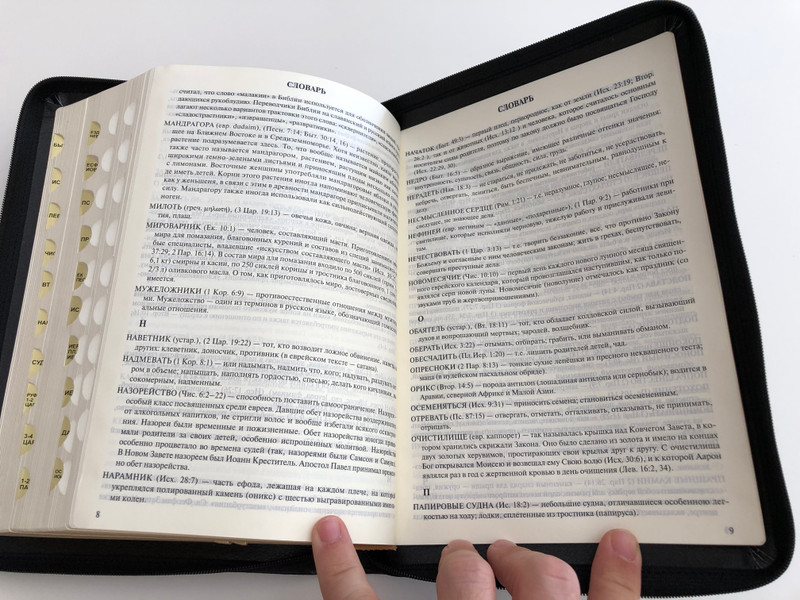 Russian leather bound Holy Bible / Библия - книги священного писания / Synodal Translation / Ukrainian Bible Society 2012 / Leather bound with zipper, Golden Edges, Thumb index (9789664121085)