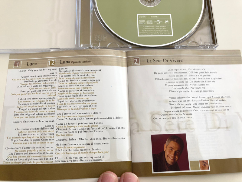 Alessandro Safina - Insieme A Te / Strings: Orchestra di Roma directed by Romano Musumarra / Audio CD 2001 / With Multimedio Track013 378-2 (044001337826)