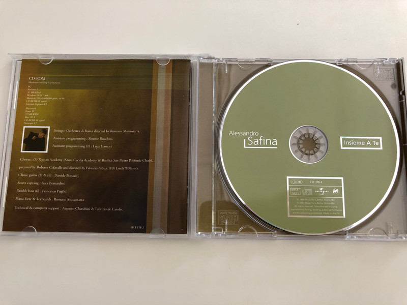 Alessandro Safina - Insieme A Te / Strings: Orchestra di Roma directed by Romano Musumarra / Audio CD 2001 / With Multimedio Track013 378-2 (044001337826)